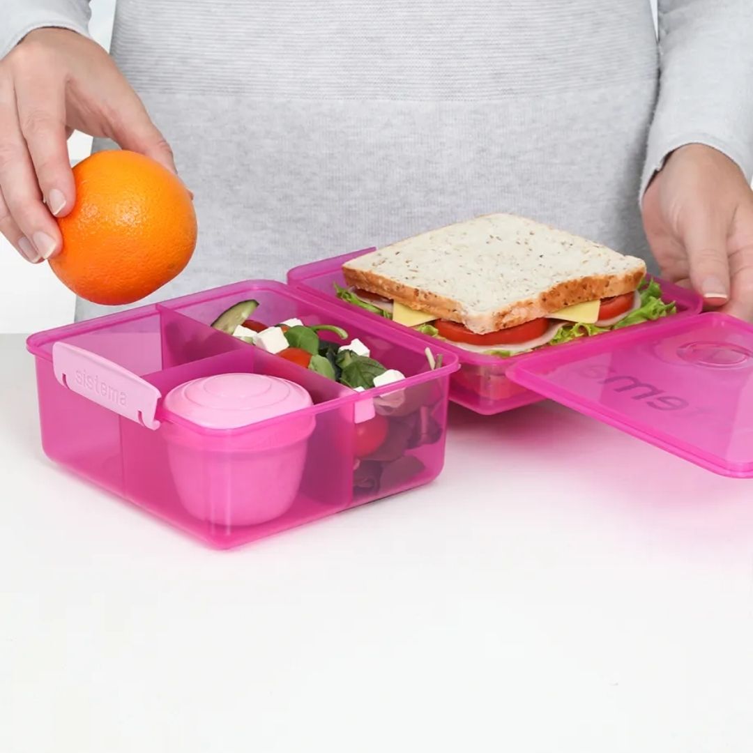 Food Storage | Sistema Coloured Lunch Cube Max with Yoghurt Pot by Weirs of Baggot Street