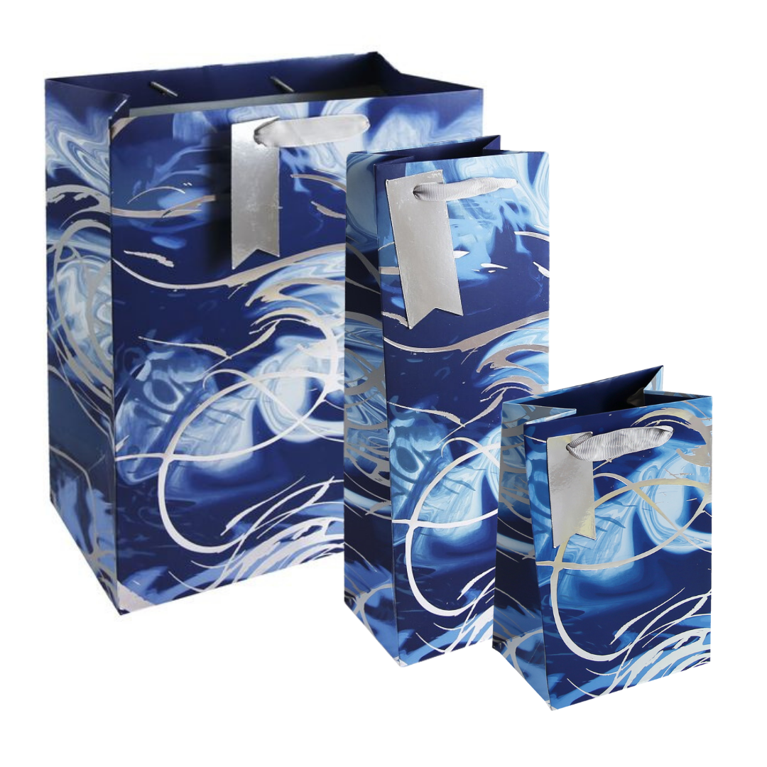 Gift Bag Medium - Male Blue Marble Finishing Touches Party Time by Weirs of Baggot Street