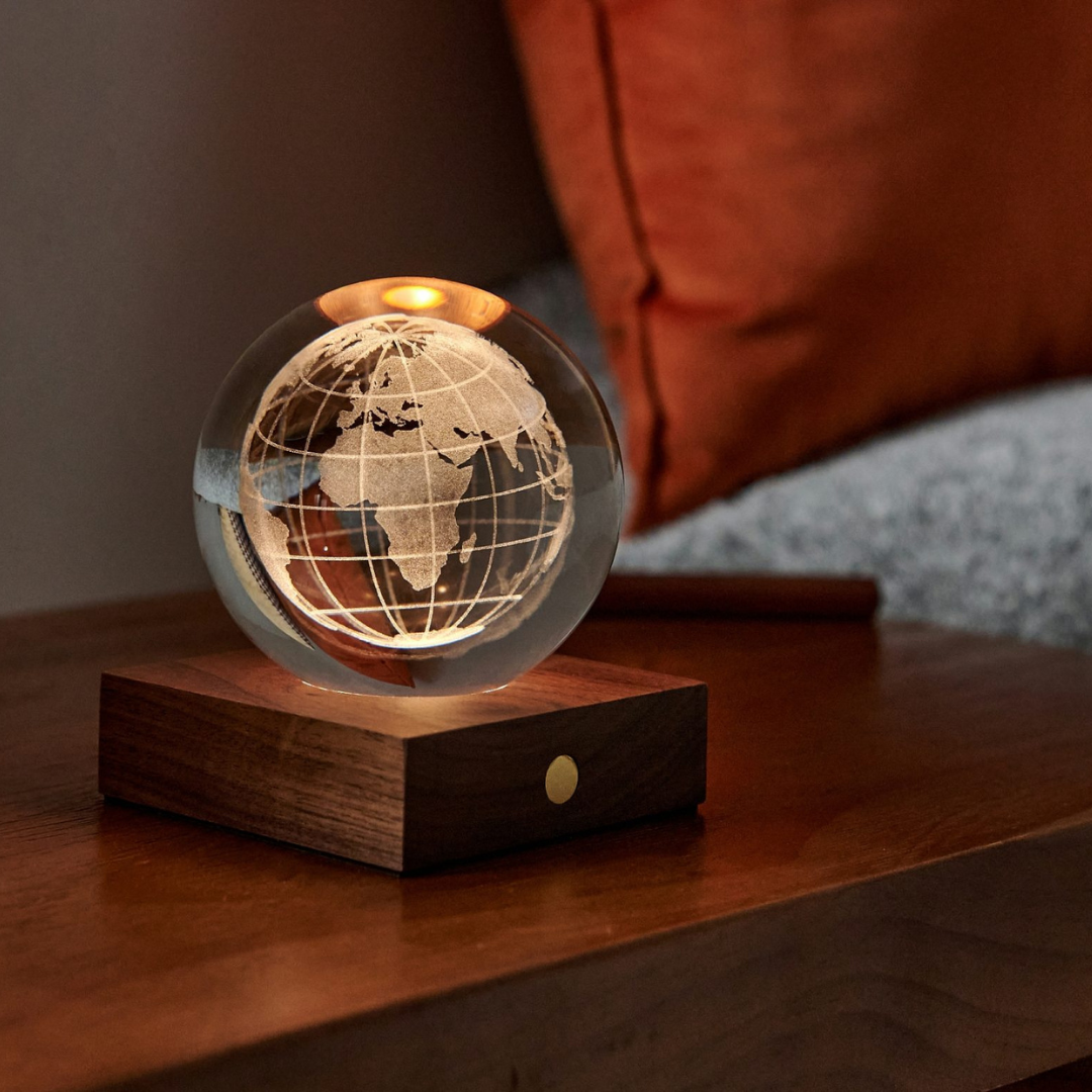 Gingko Design | Amber Crystal Light World Globe by Weirs of Baggot Street