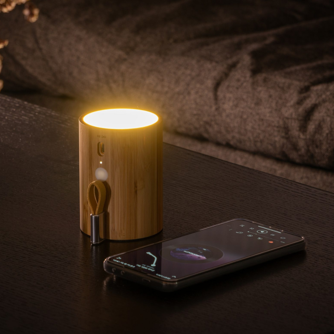 Gingko Design | Drum Light Bluetooth Speaker Bamboo by Weirs of Baggot Street