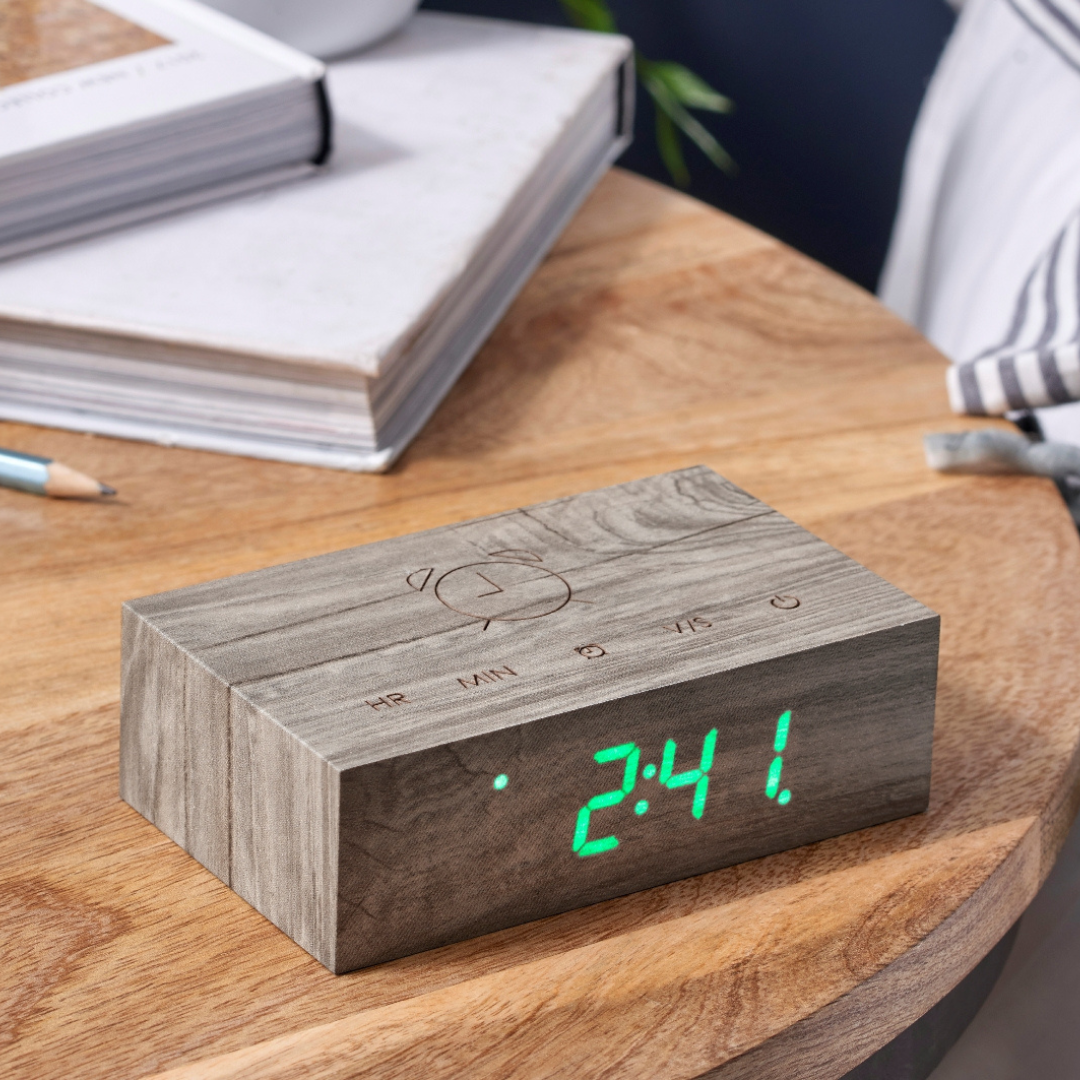 Gingko Design | Flip Click Alarm Clock Ash by Weirs of Baggot Street