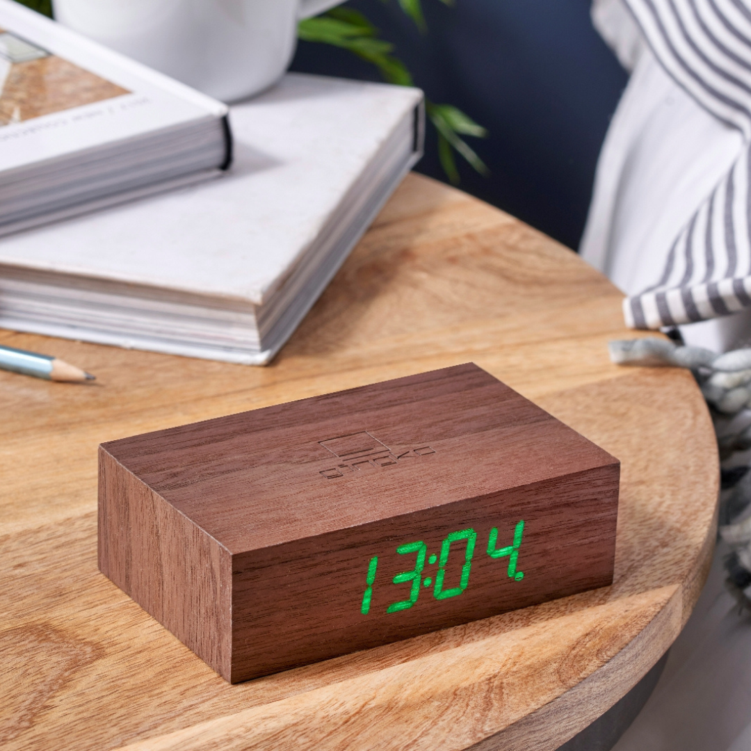 Gingko Design | Flip Click Clock Alarm Clock - Walnut by Weirs of Baggot Street