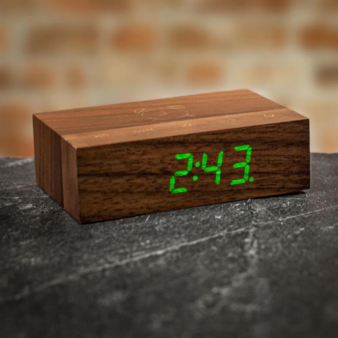 Gingko Design | Flip Click Clock Alarm Clock - Walnut by Weirs of Baggot Street