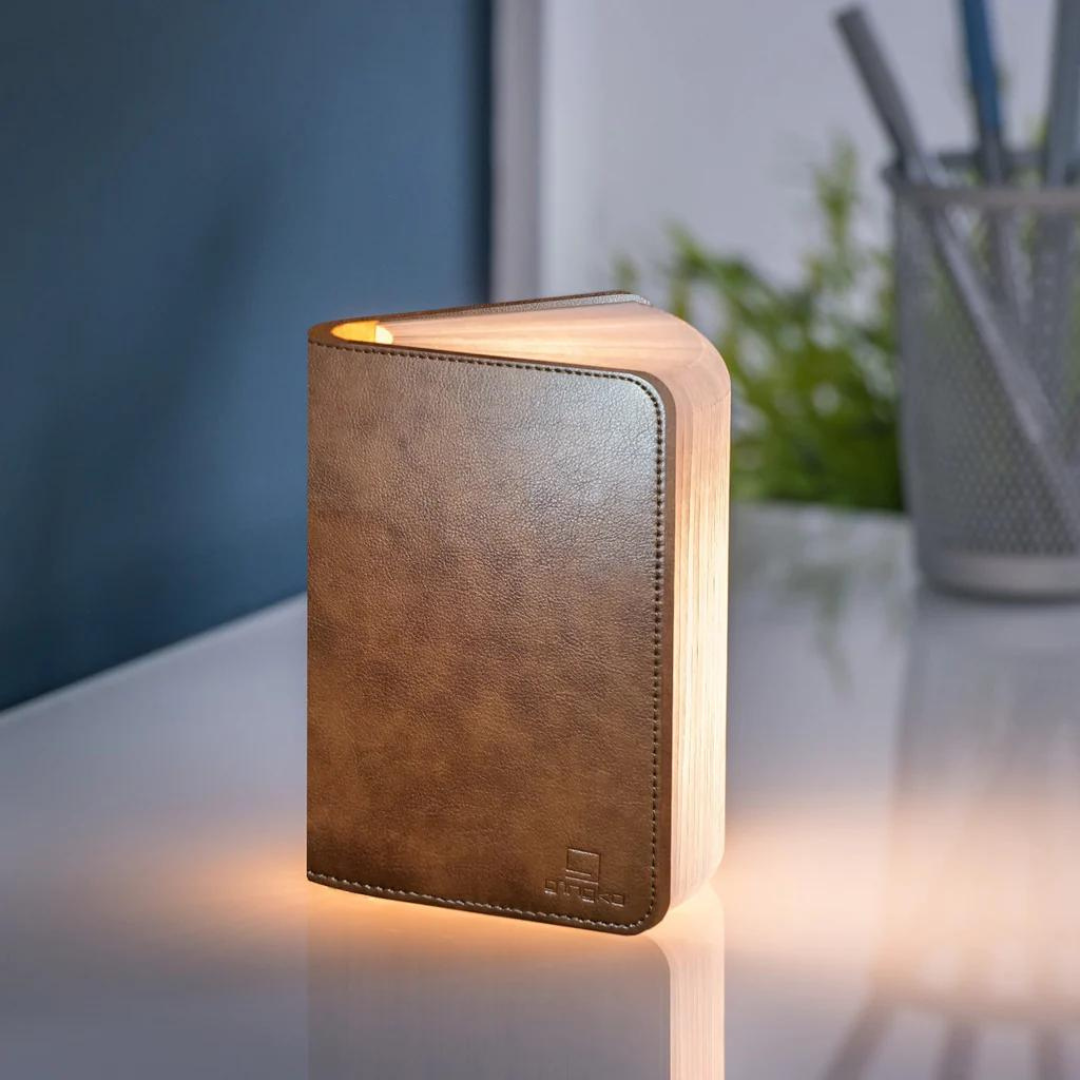 Gingko Design | Mini Smart Book Light Brown Leather Weirs of Baggot Street