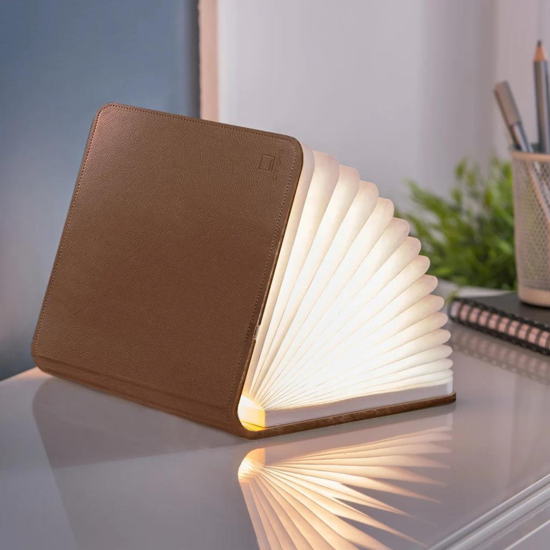 Gingko Design | Mini Smart Book Light Brown Leather Weirs of Baggot Street