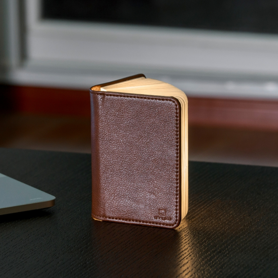 Gingko Design | Mini Smart Book Light Brown Leather Weirs of Baggot Street