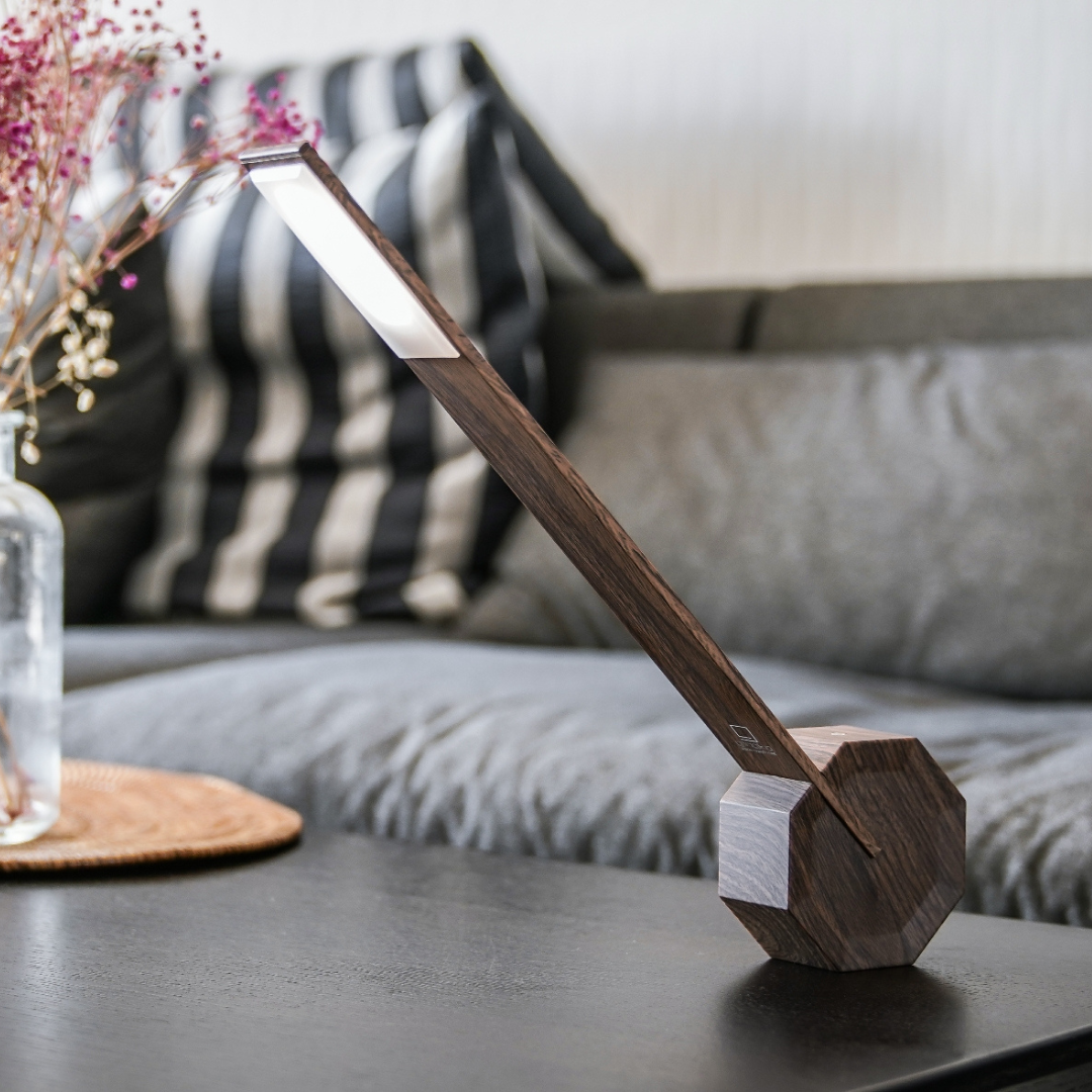 Gingko Design | Octagon One Desk Lamp Walnut by Weirs of Baggot Street