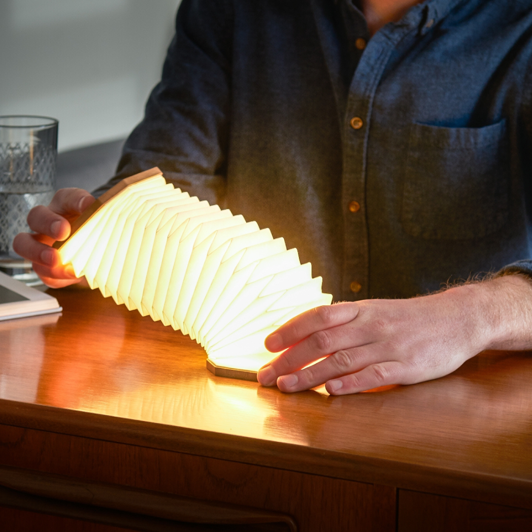 Gingko Design | Smart Accordion Lamp - Walnut Wood by Weirs of Baggot Street