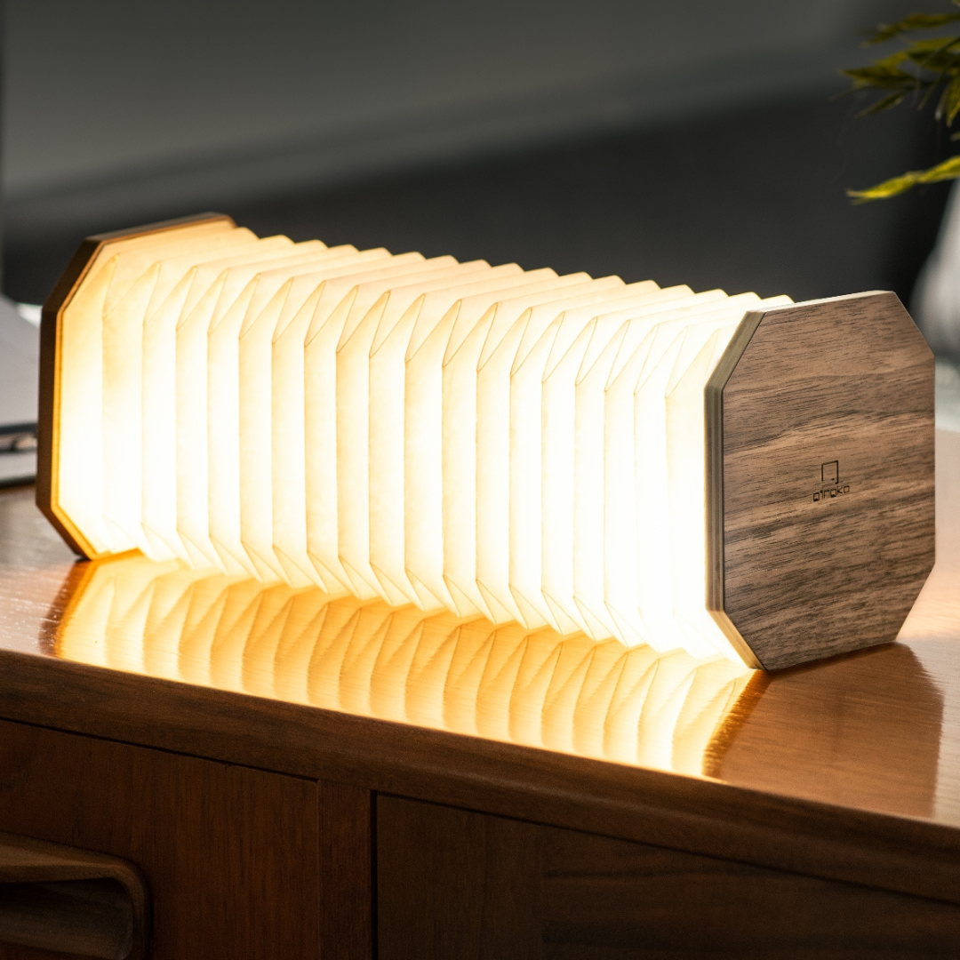 Gingko Design | Smart Accordion Lamp - Walnut Wood by Weirs of Baggot Street