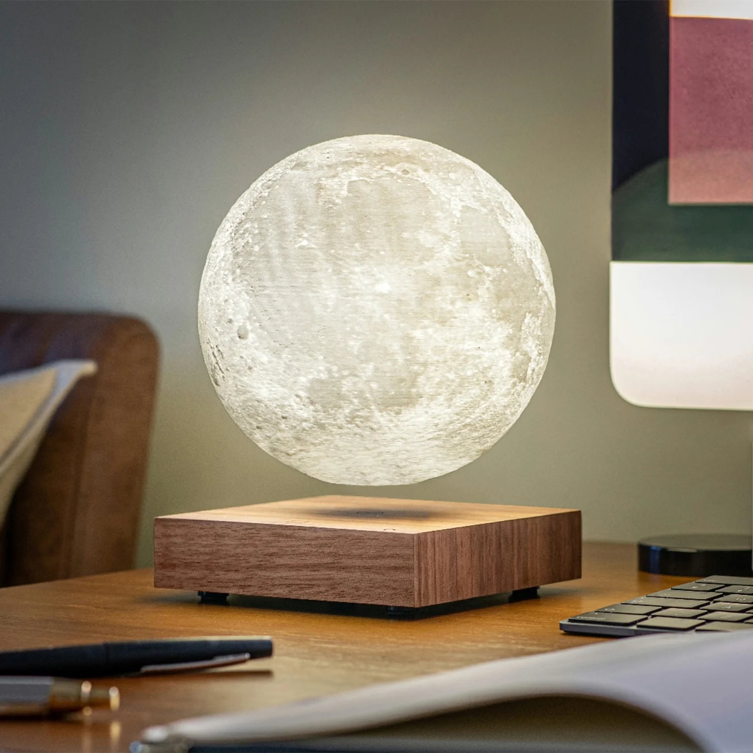 Gingko Design | Smart Moon Lamp Walnut Wood by Weirs of Baggot Street