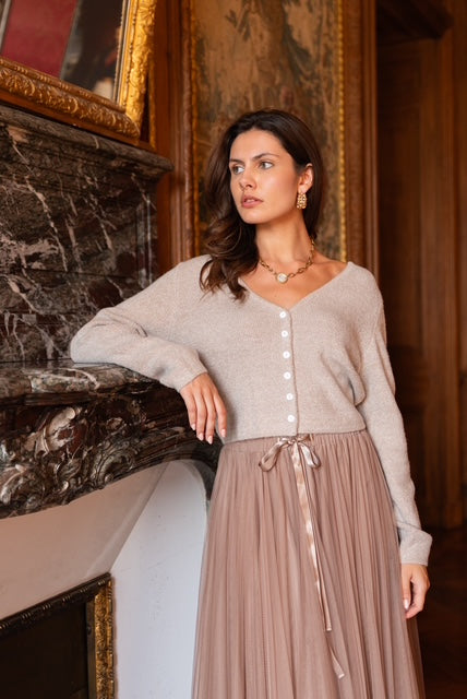 V-Necked Cropped Cardigan