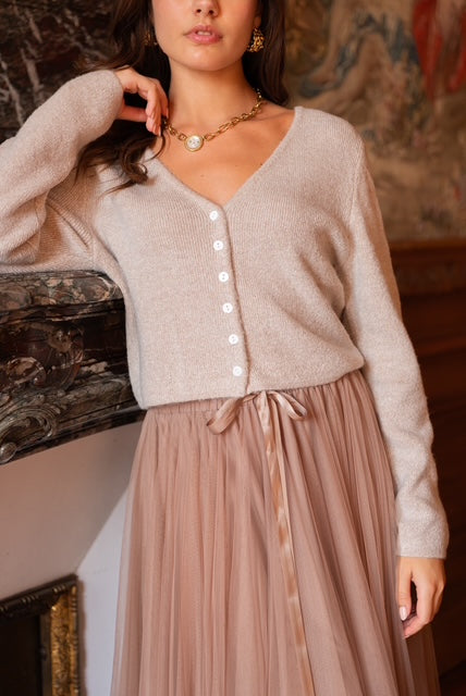 V-Necked Cropped Cardigan