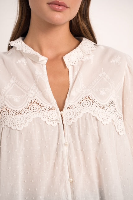 White Lace 3/4 Sleeve Blouse