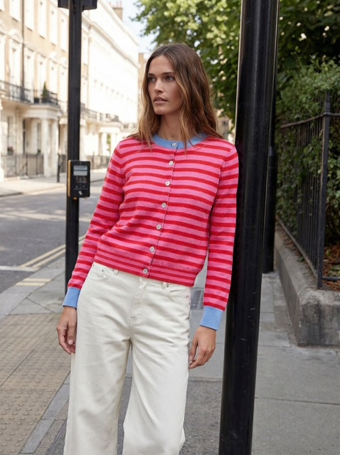 Fine Wool Mix Striped Cardigan