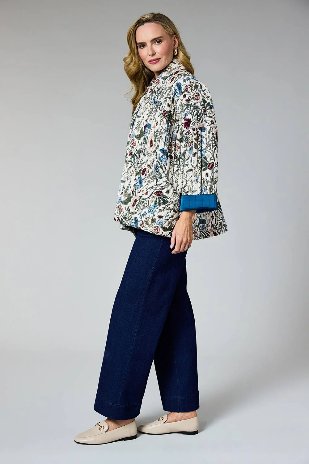 D.E.C.K. Quilted Jacket Blue Floral by Weirs Gifts3