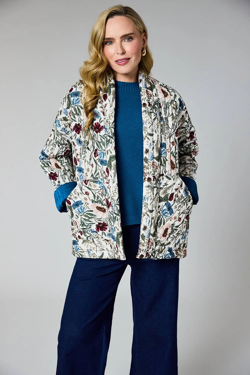 D.E.C.K. Quilted Jacket Blue Floral by Weirs Gifts5