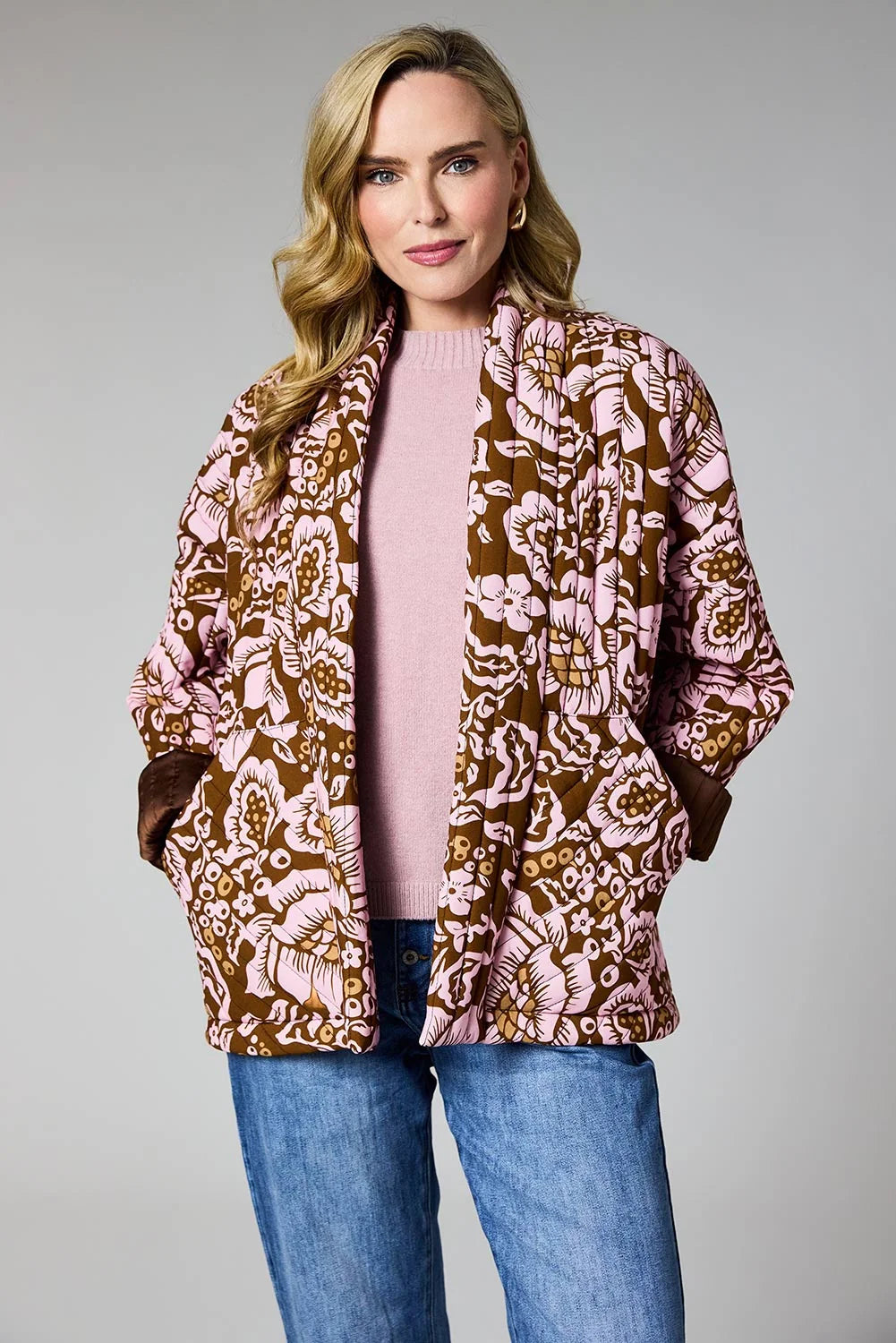D.E.C.K. Quilted Jacket Pink & Brown by Weirs Gifts