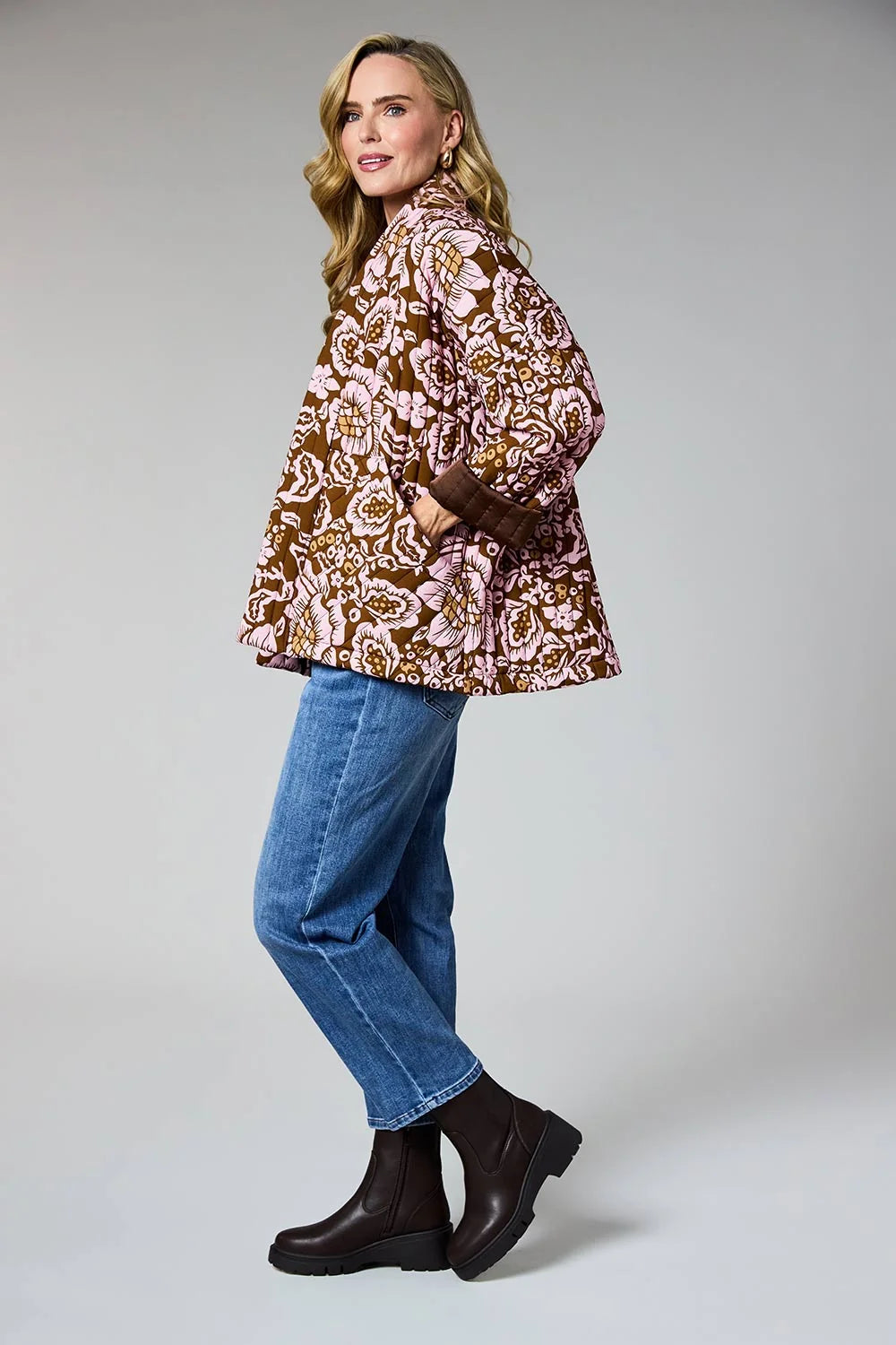 D.E.C.K. Quilted Jacket Pink & Brown by Weirs Gifts2