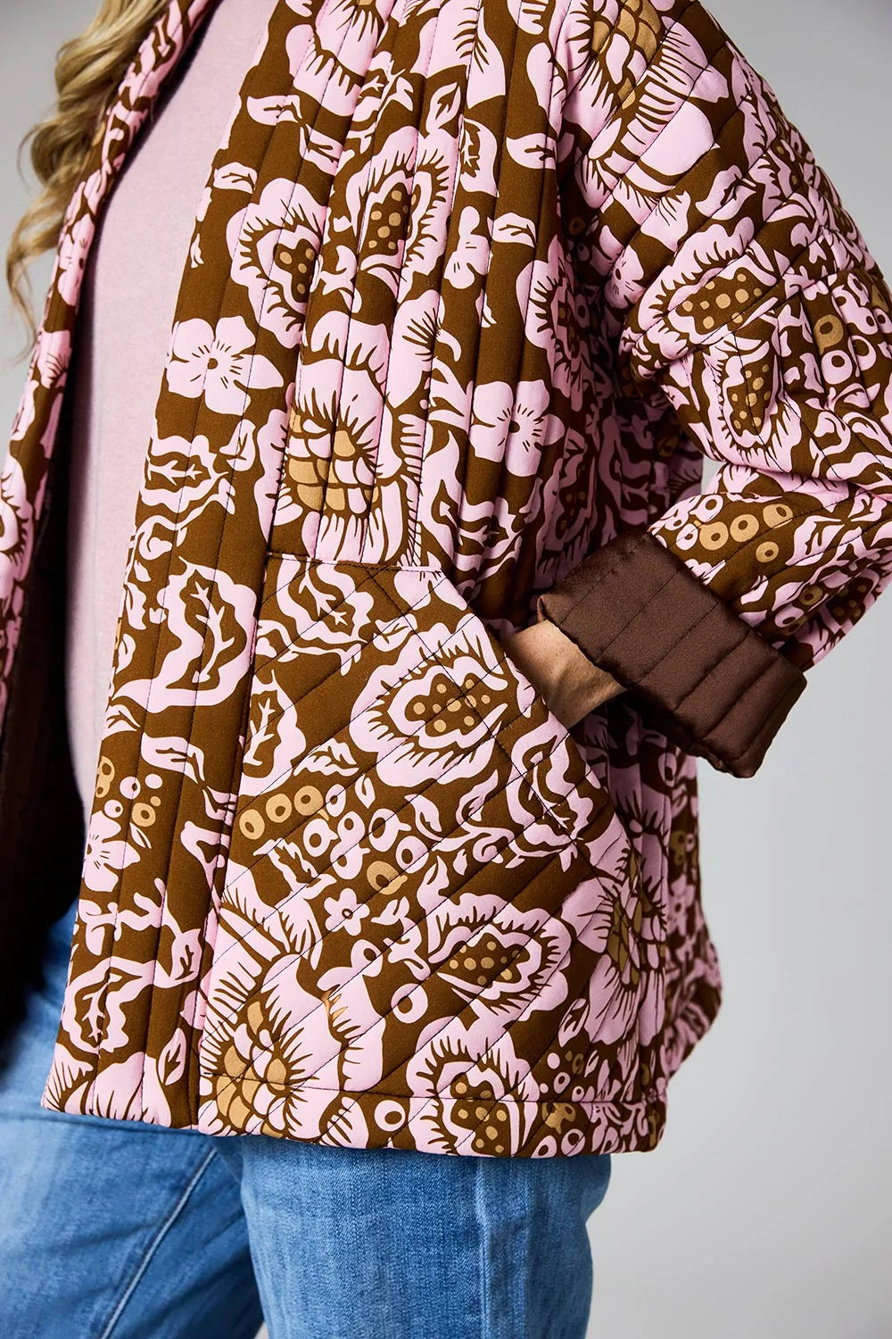D.E.C.K. Quilted Jacket Pink & Brown by Weirs Gifts4