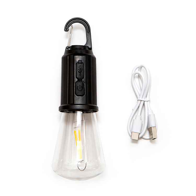 Kikkerland rechargeable clip-on lantern with carabiner and USB charging cord