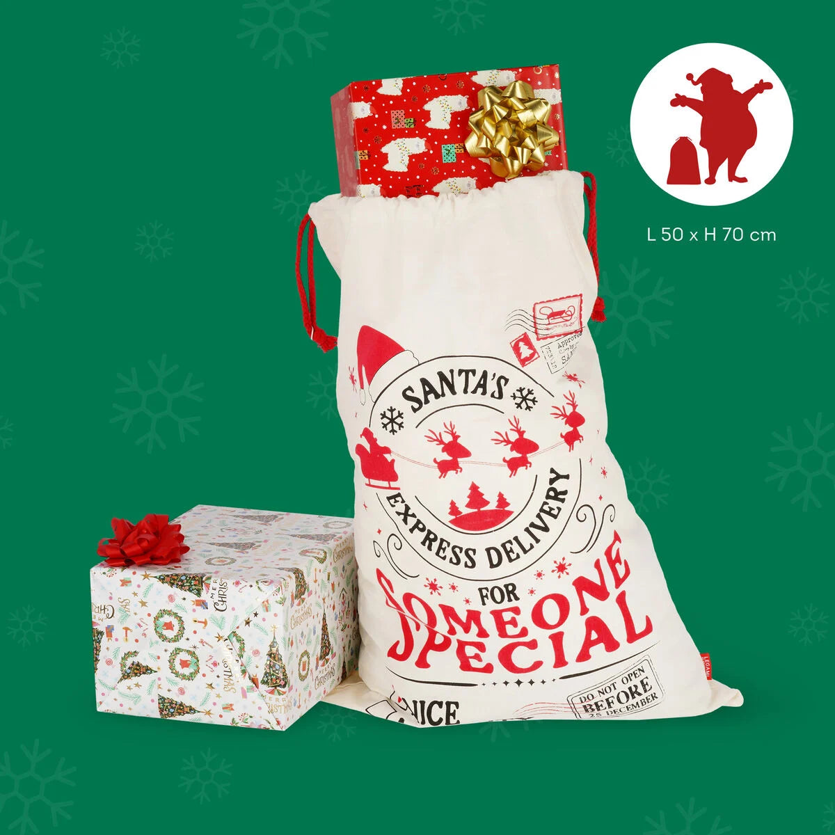 Legami Christmas  Santas Coming To Town Christmas Sack by Weirs of Baggot Street