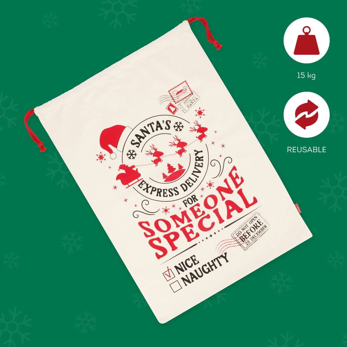 Legami Christmas  Santas Coming To Town Christmas Sack by Weirs of Baggot Street