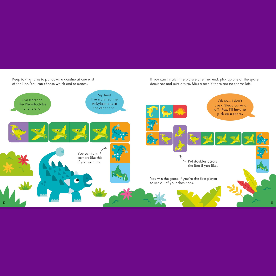 Little Bookworms | Usborne Dinosaur Dominoes Game by Weirs of Baggot Street