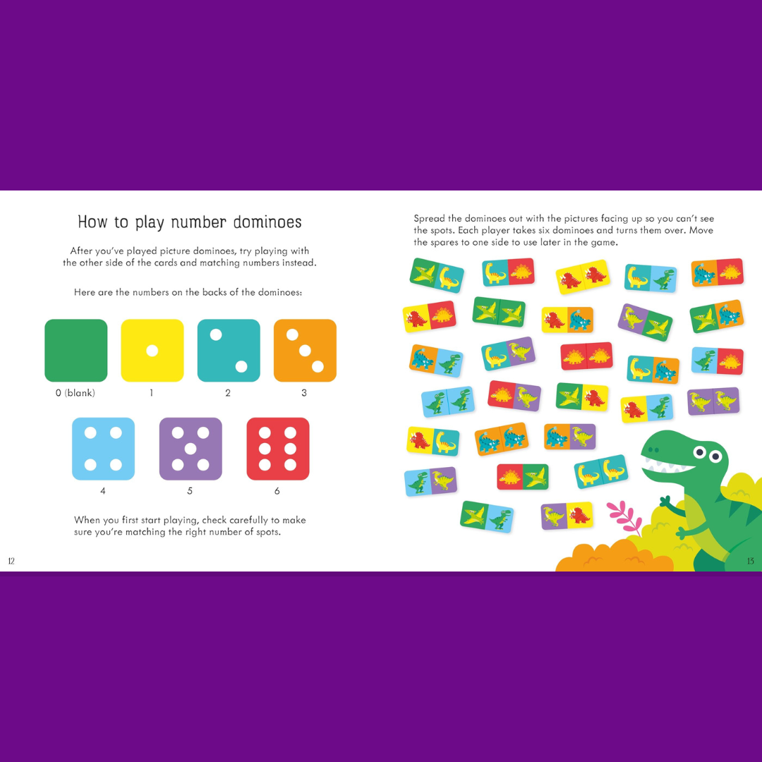 Little Bookworms | Usborne Dinosaur Dominoes Game by Weirs of Baggot Street