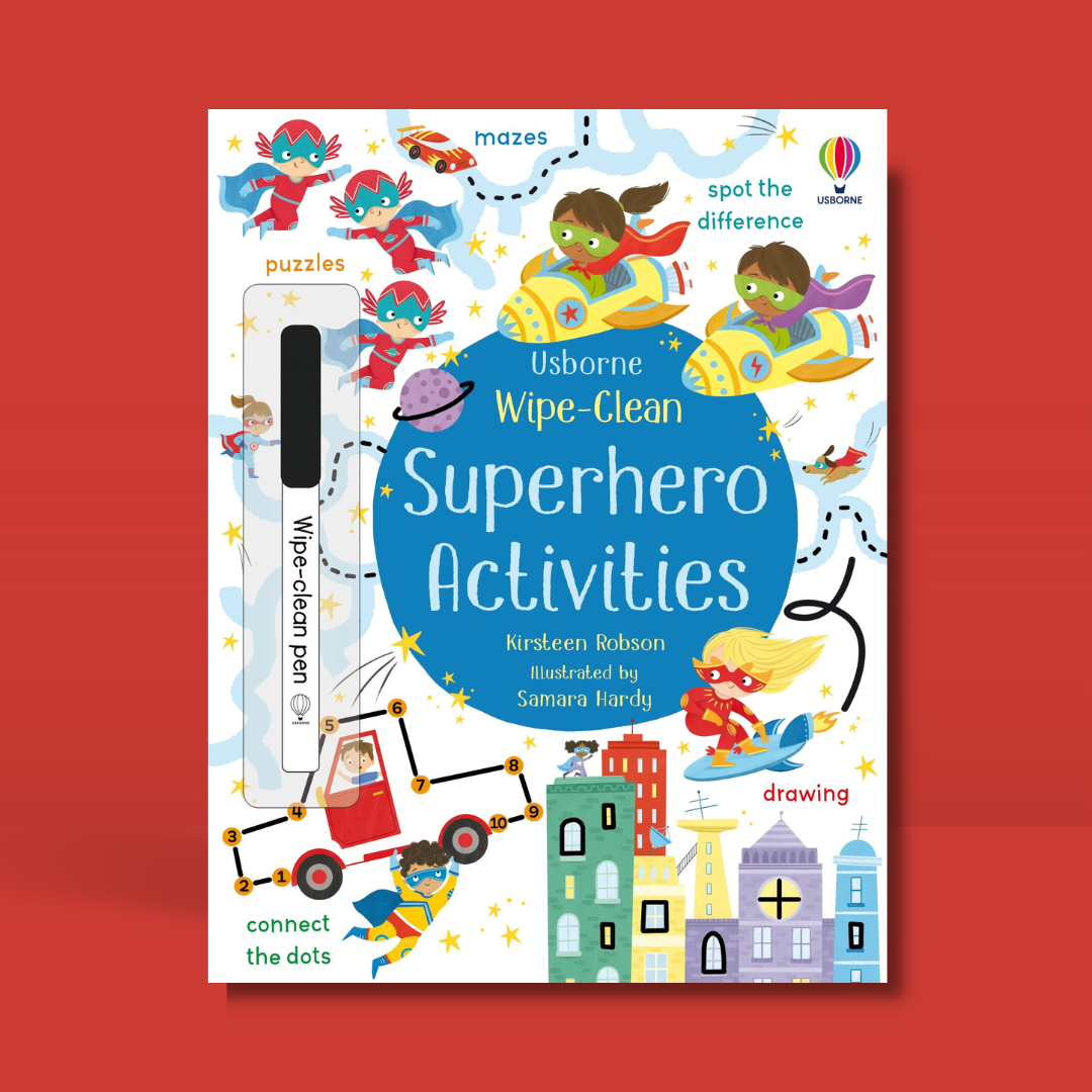 Little Bookworms | Usborne Wipe-Clean Superhero Activities by Weirs of Baggot Street