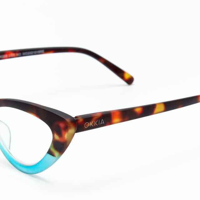 Fab Gifts | Okkia Reading Glasses Adriana Cat Havana Blue 2.50 by Weirs of Baggot Street