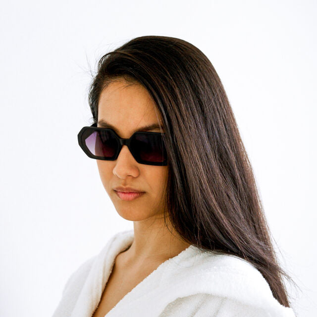 Fab Gifts | Okkia Sunglasses Andrea Hexagon Black by Weirs of Baggot Street