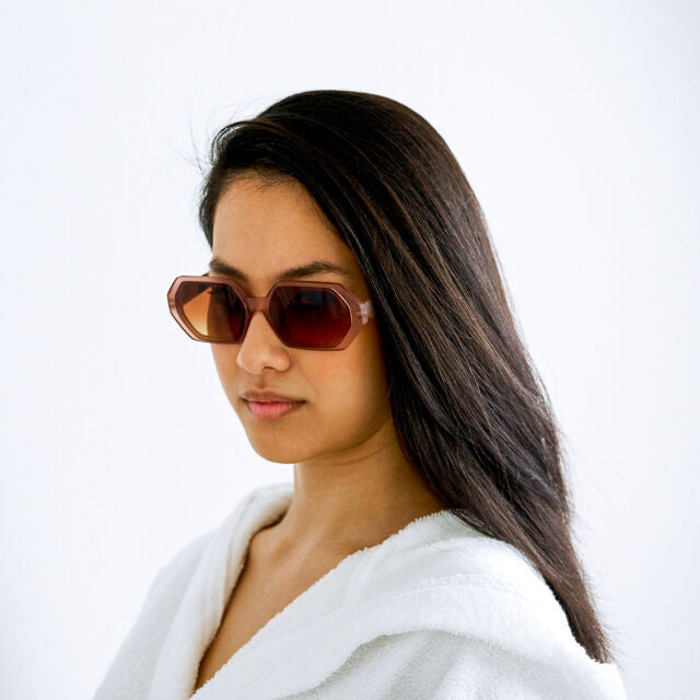 Fab Gifts | Okkia Sunglasses Andrea Hexagon Pink Havana  by Weirs of Baggot Street