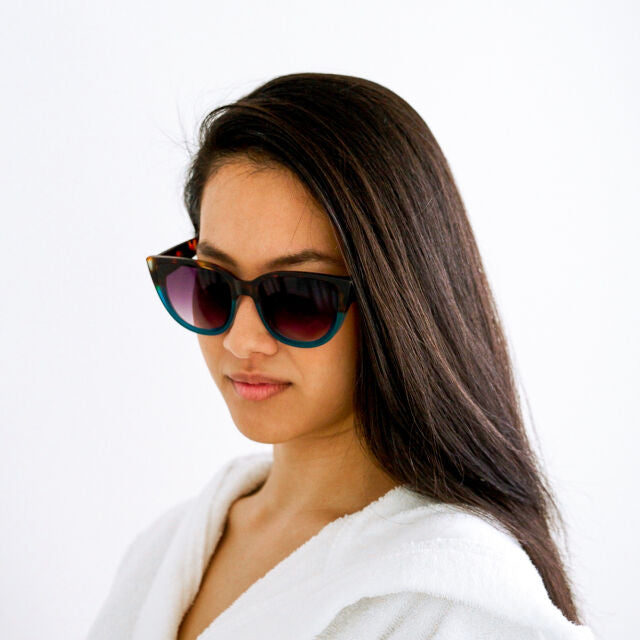 Fab Gifts | Okkia Sunglasses Silvia Big Cat Havana Blue by Weirs of Baggot Street