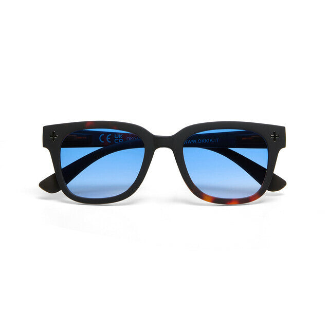 Okkia Sunglasses Giovanni Black Frame Blue Lens by Weirs Gifts