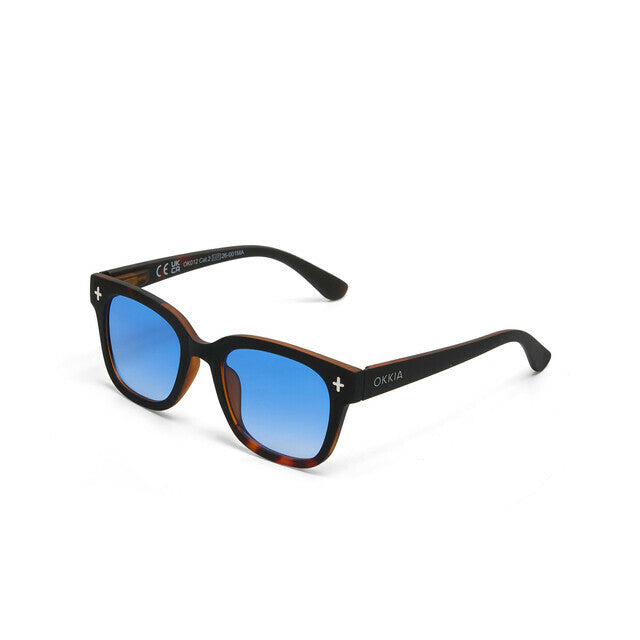 Okkia Sunglasses Giovanni Black Frame Blue Lens by Weirs Gifts