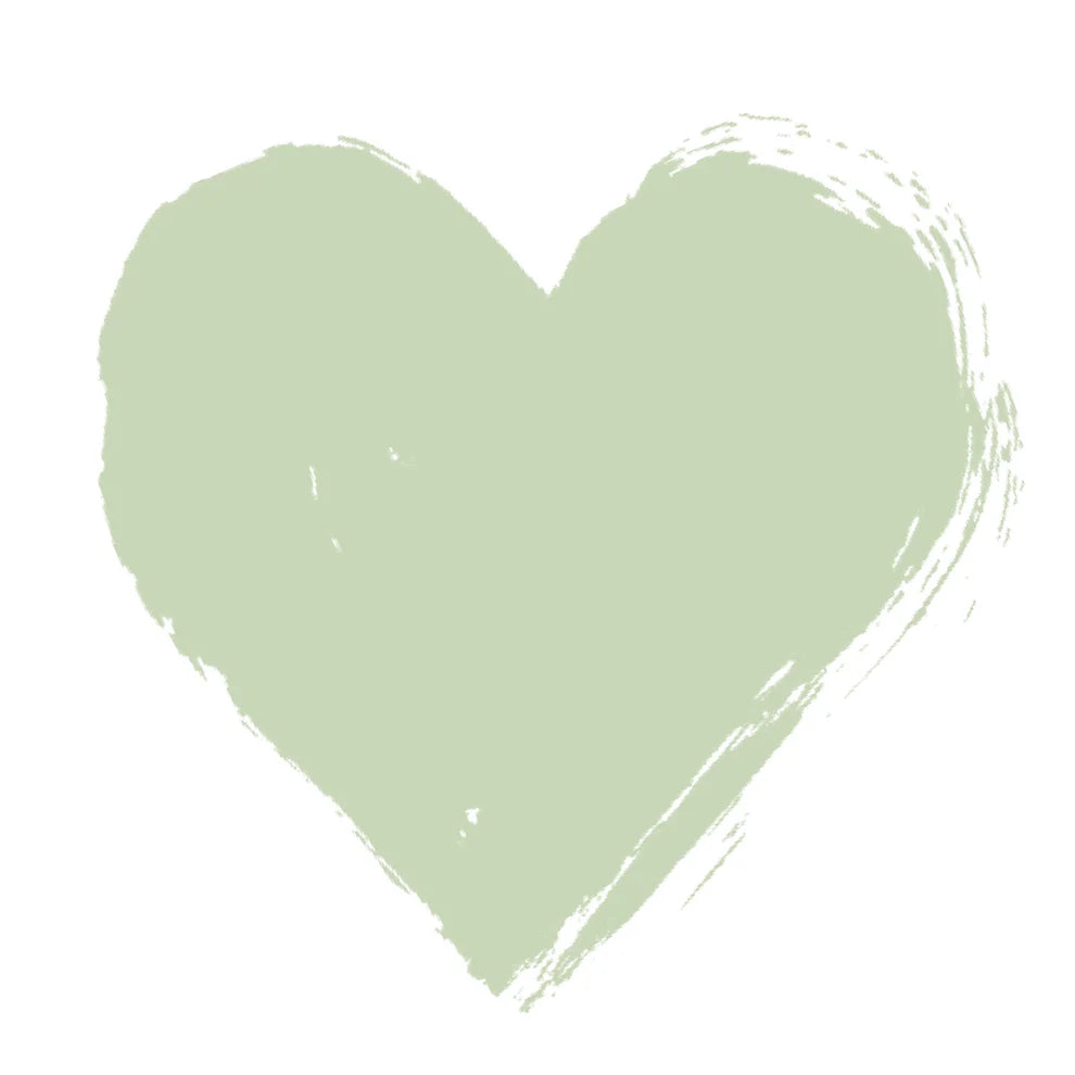 Frenchic Wedgewood Green heart-shaped soft green paint colour swatch