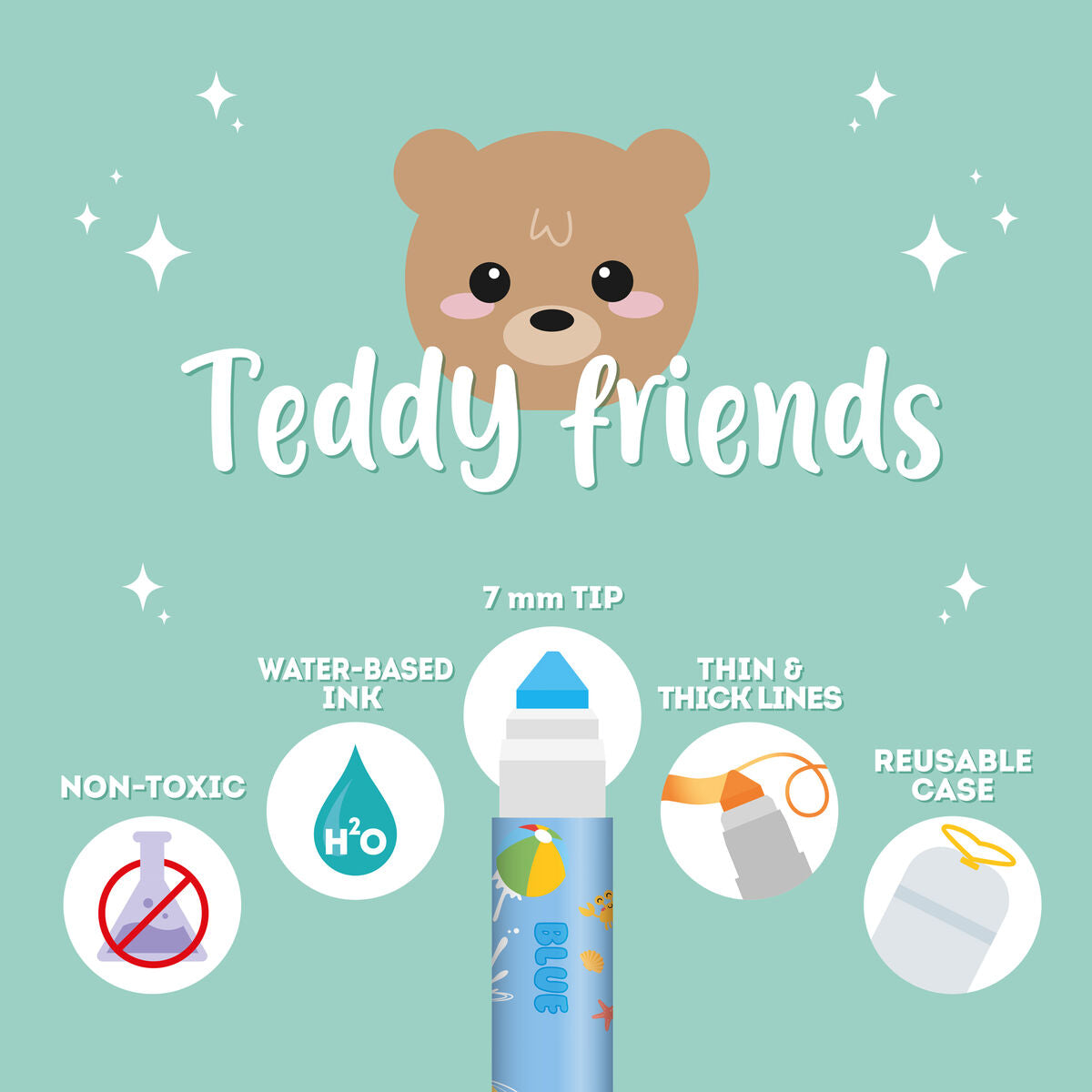 Pens | Legami Teddy Friends Set Of 12 Markers by Weirs of Baggot Street