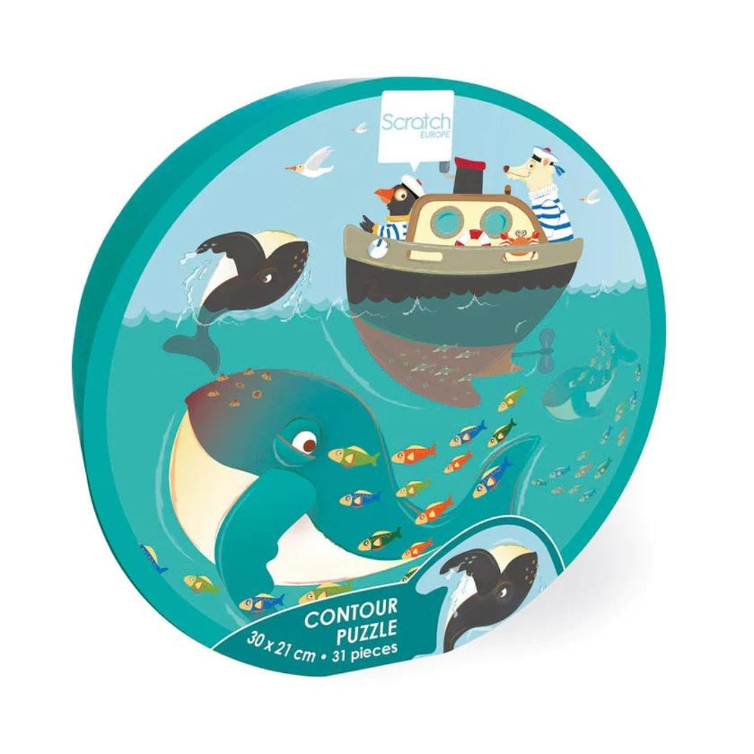 Toys Games and Puzzles Scratch Compact Contour Puzzle: Whales by Weirs of Baggot Street