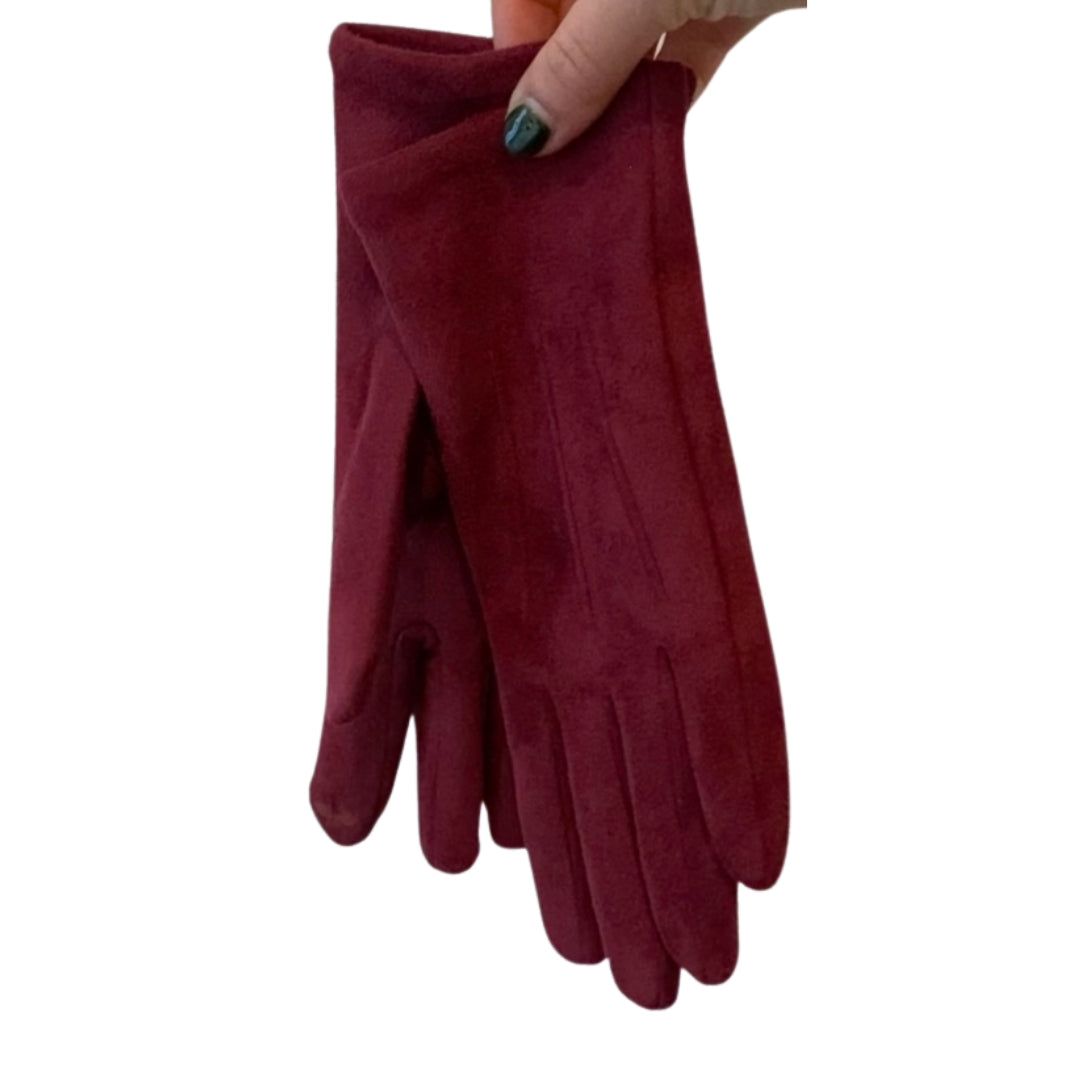 Winter Accessories - Dark Burgundy Soft Fabric Gloves by Weirs of Baggot Street