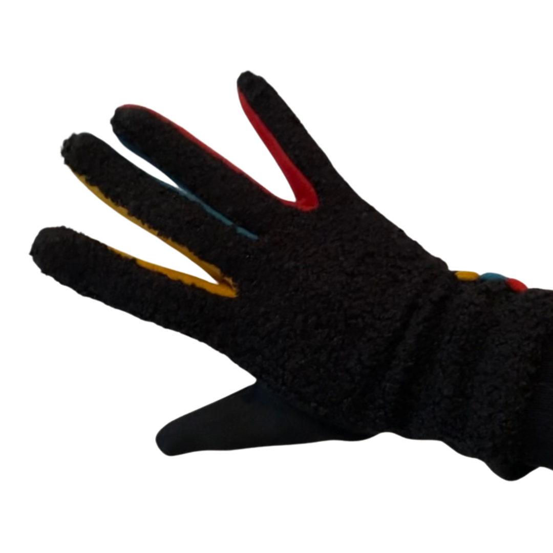 Winter Accessories - Textured Black and Multi-coloured Soft Fabric Gloves by Weirs of Baggot Street