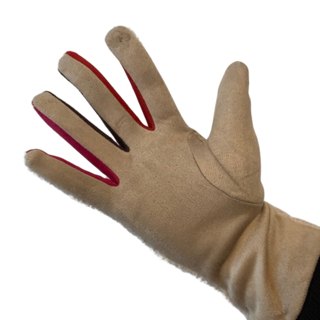 Winter Accessories - Textured Cream and Pink Soft Fabric Gloves by Weirs of Baggot Street