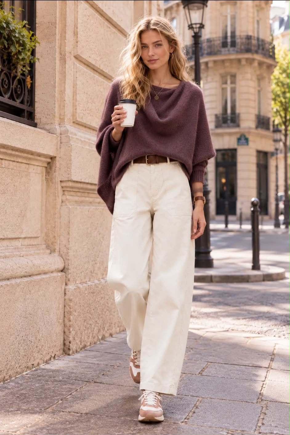 Lumine Cotton Barrel Trousers – Beige