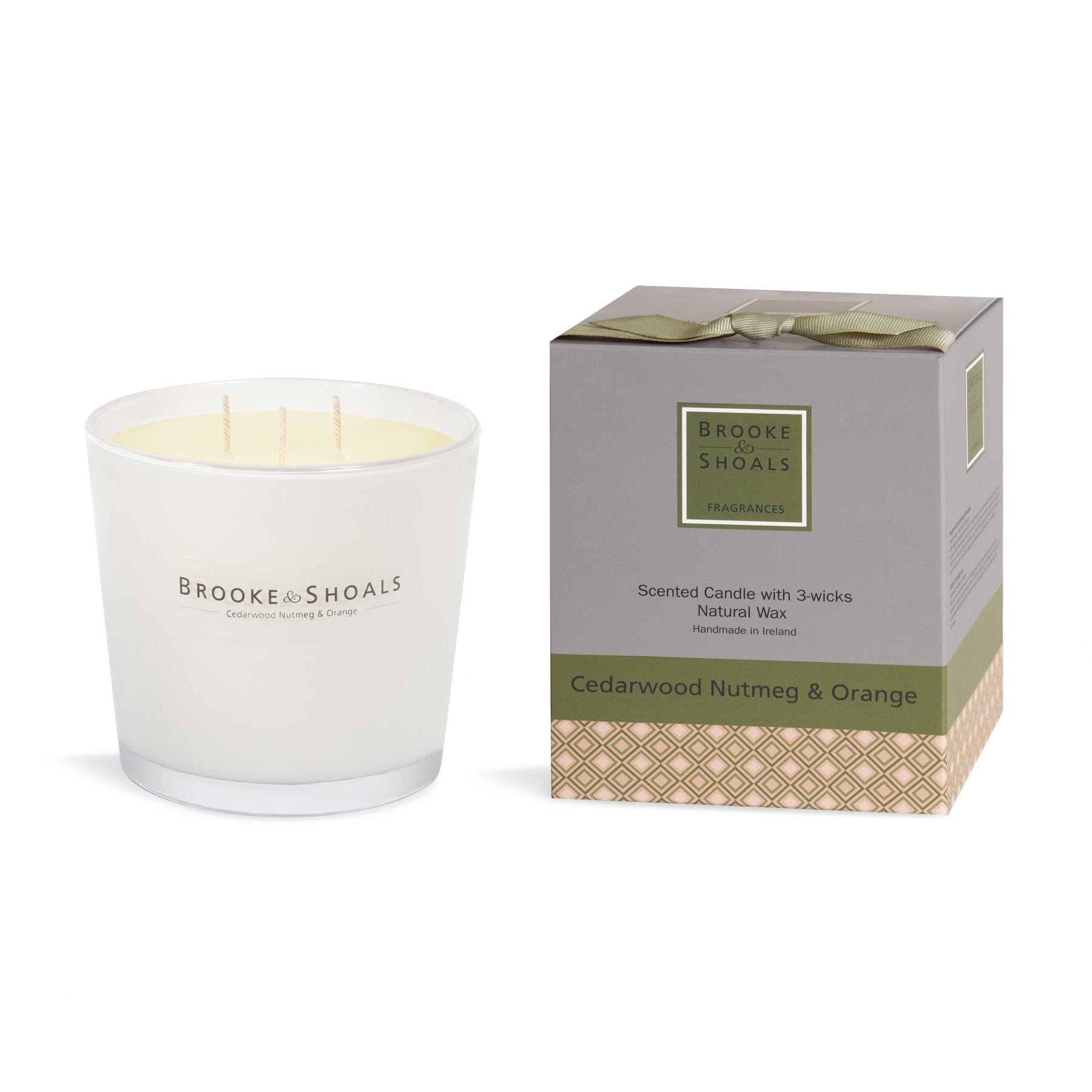 Brooke & Shoals 3Wick Candle Cedarwood Nutmeg & Orange - Weirs of Baggot St