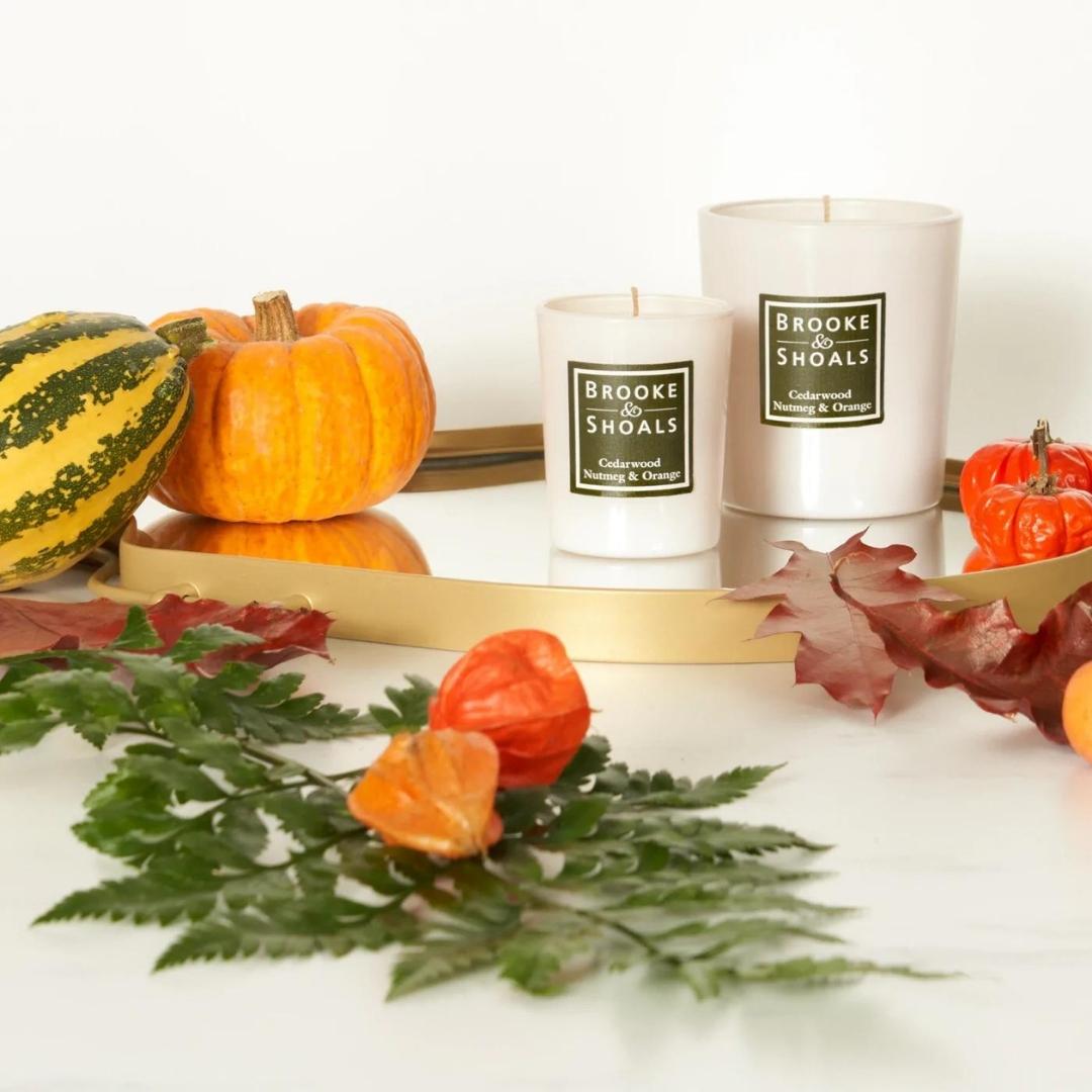 Brooke & Shoals Candle - Cedar Nutmeg & Orange by Weirs of Baggot Street. Celebrating Irish Creators