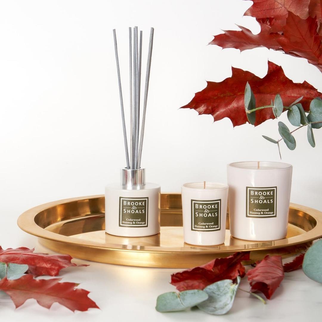 Brooke & Shoals Candle - Cedar Nutmeg & Orange by Weirs of Baggot Street. Celebrating Irish Creators