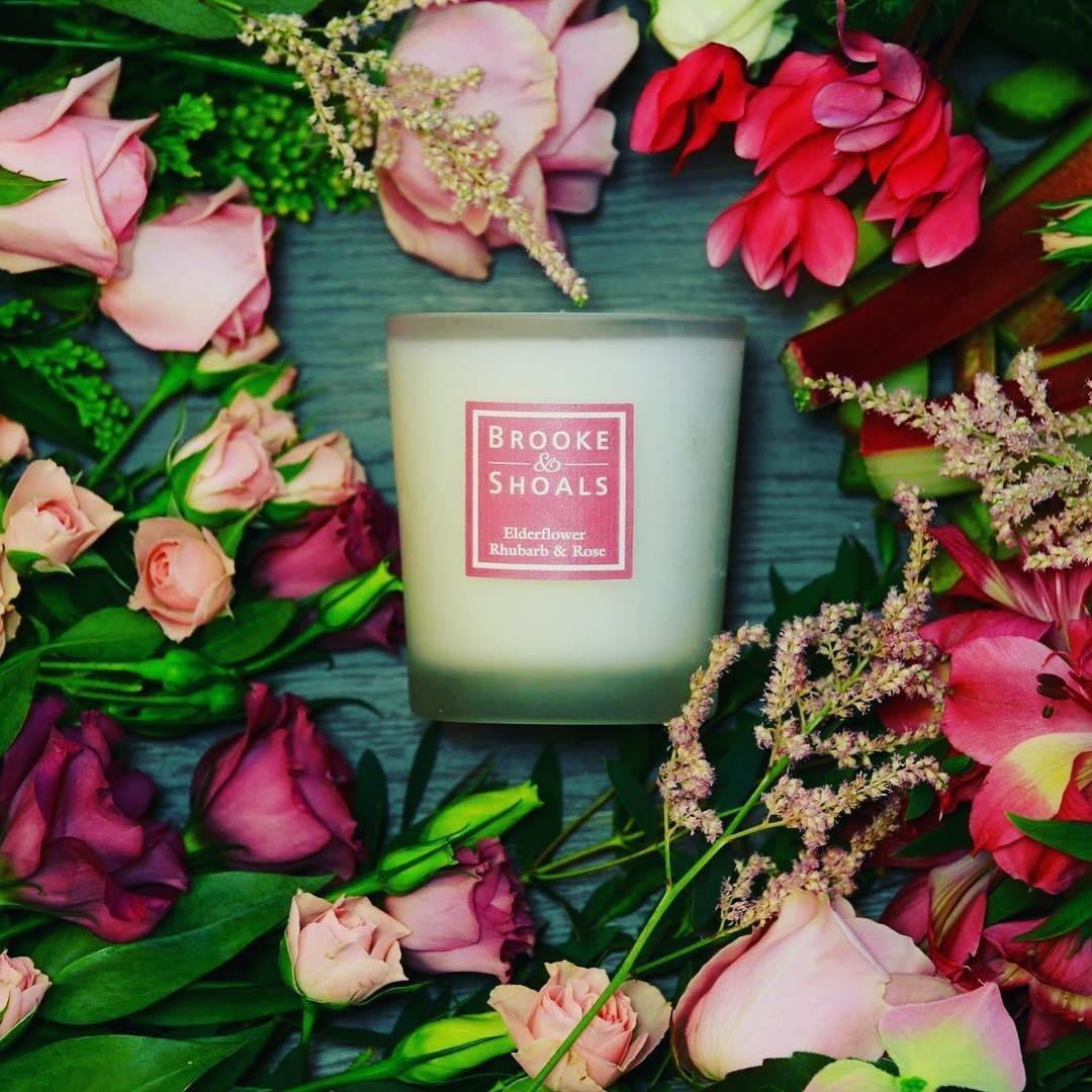 Brooke & Shoals Candle Elderflower Rhubarb & Rose by Weirs of Baggot Street. Celebrating Irish Creators