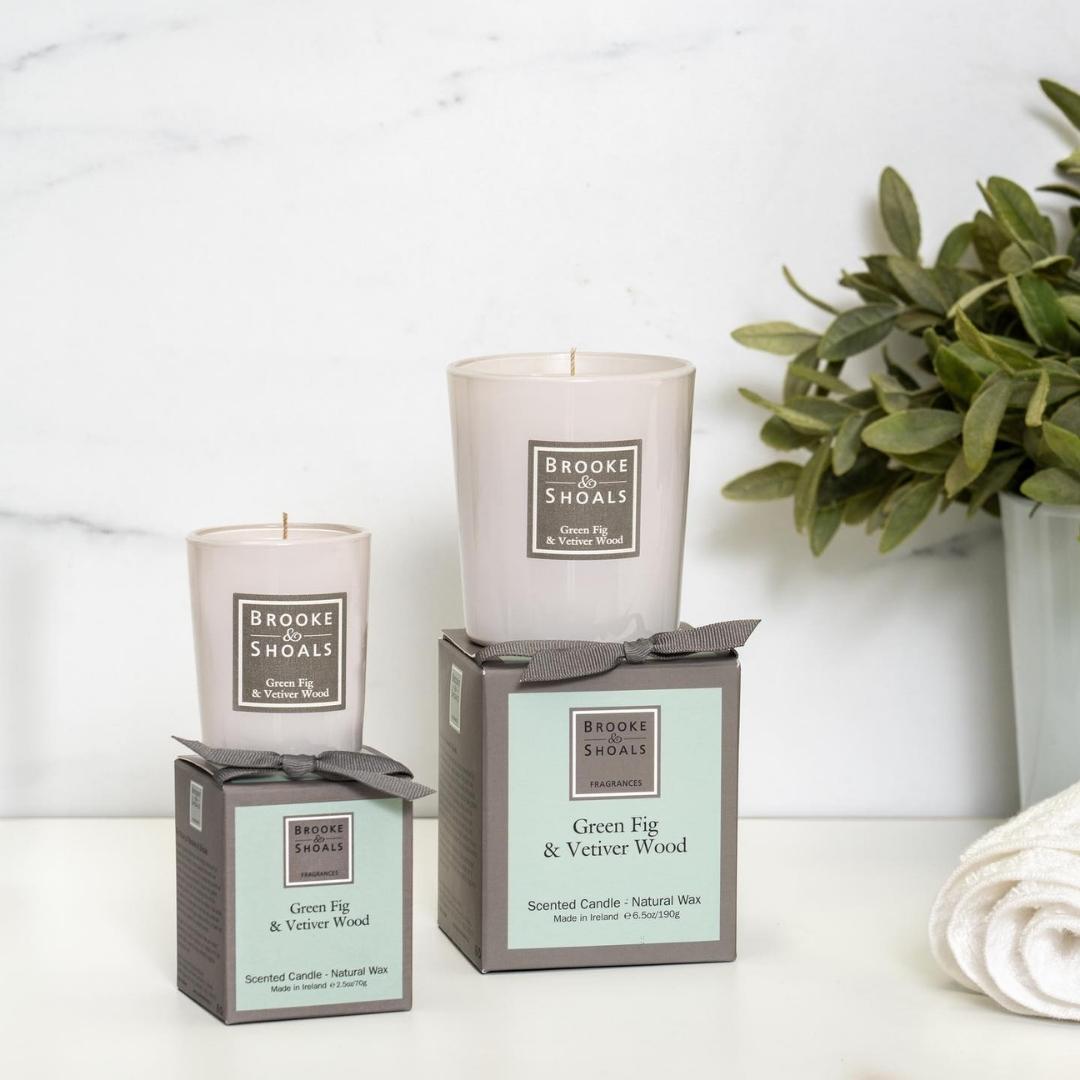 Brooke & Shoals Candle Green Fig & Vetiver Wood by Weirs of Baggot Street. Celebrating Irish Creators