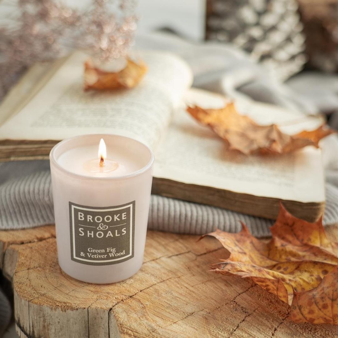 Brooke & Shoals Candle Green Fig & Vetiver Wood by Weirs of Baggot Street. Celebrating Irish Creators
