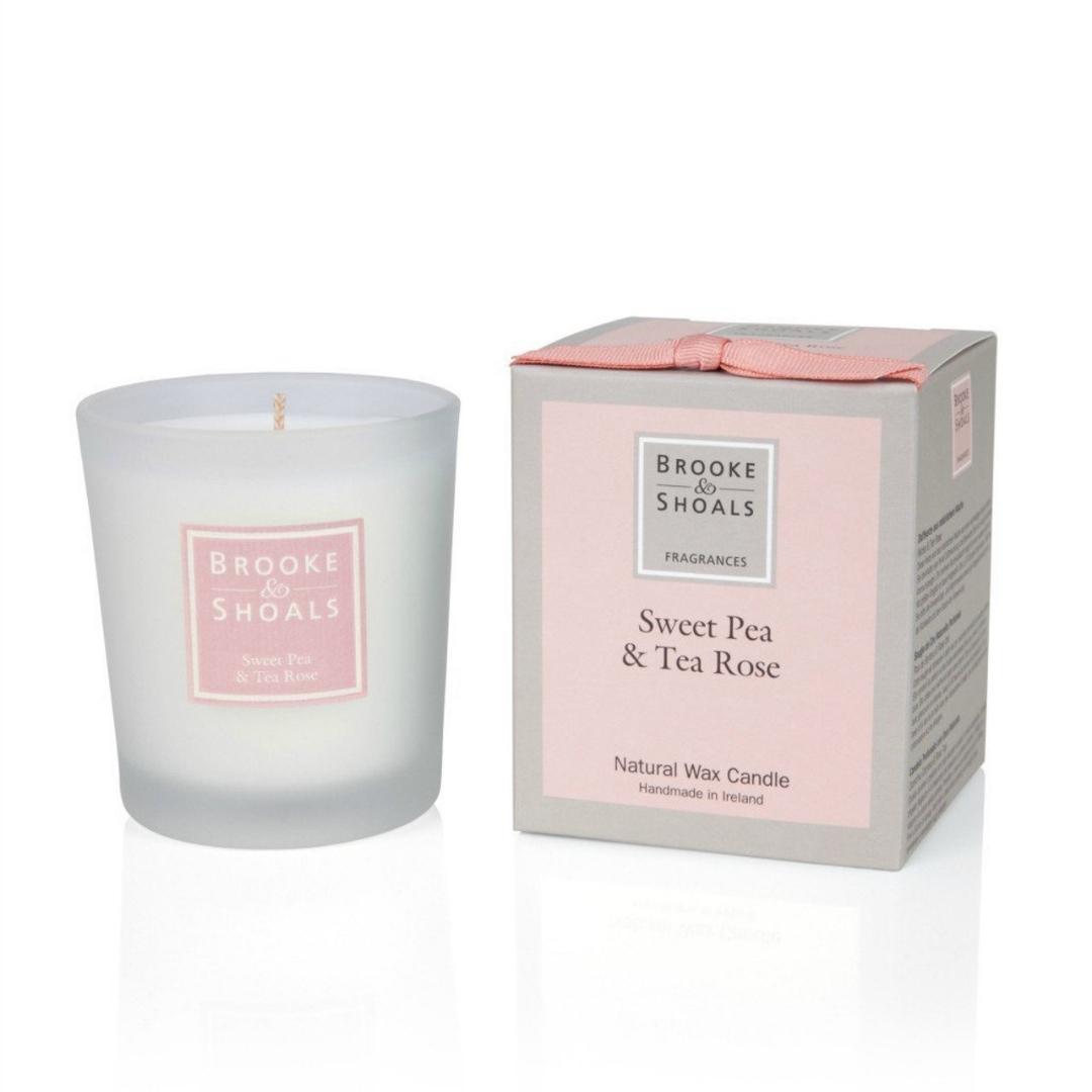 Brooke & Shoals Candle - Sweet Pea & Tea Rose by Weirs of Baggot Street. Celebrating Irish Creators