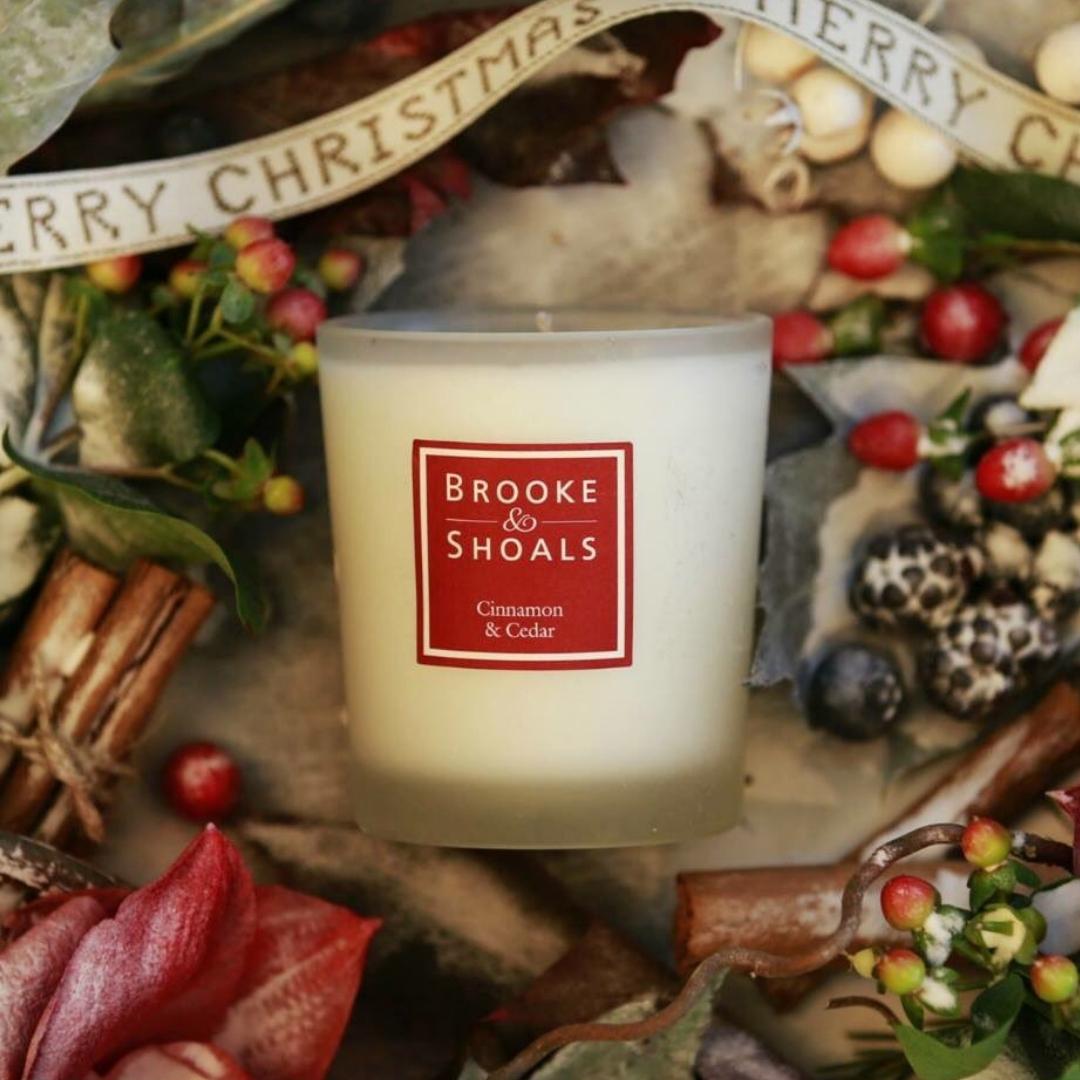 Brooke & Shoals Candle Cinnamon & Cedar by Weirs of Baggot Street. Celebrating Irish Creators
